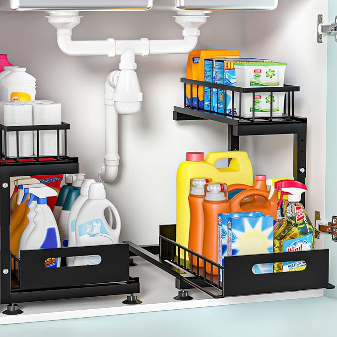 Under Sink Organizer, 2-Tier Pull Out Cabinet Drawer by Saydear