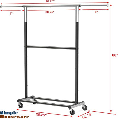 Simple Houseware Double Rod Adjustable Clothing Garment Rack - Image 7