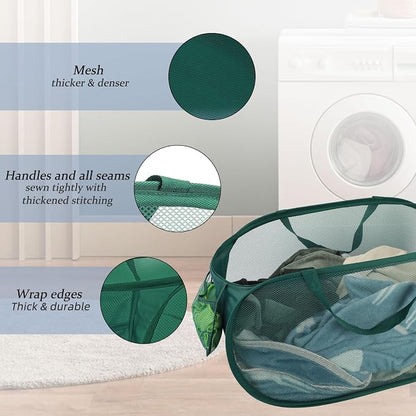 100L Foldable Laundry Baskets 2 Pack, Extra Large Mesh Pop Up Laundry Hamper - Image 4