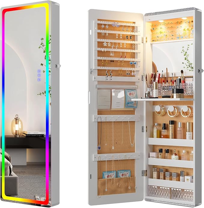 HNEBC LED Mirror Jewelry Cabinet by HNEBC