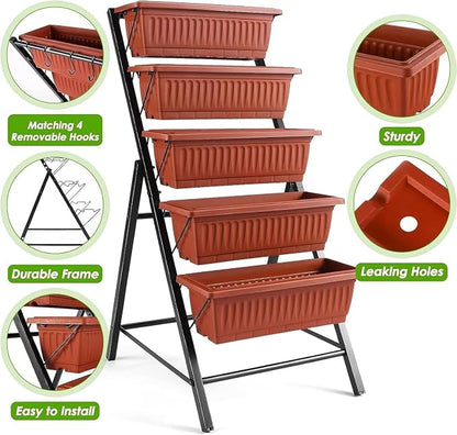 SEJOV 2 Pack Vertical Raised Garden Bed, 5 Tiers Elevated Planter Box - Image 2