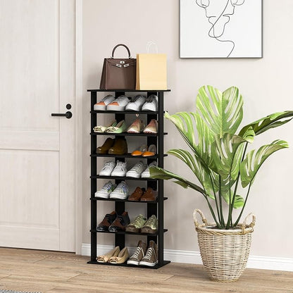Tangkula 8-Tier Vertical Shoe Rack, Space-Saving Corner Shoe Organizer - Image 3
