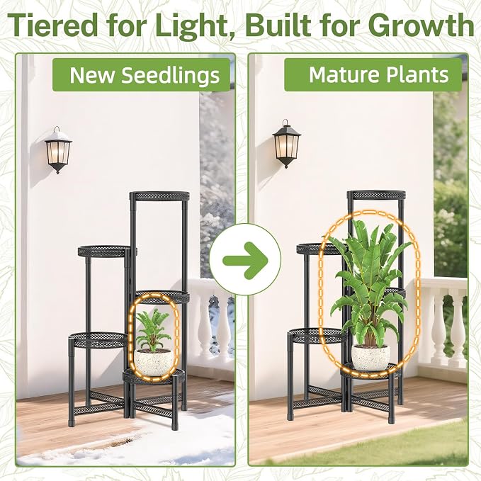 iDavosic.ly Plant Stand Indoor Outdoor, 5 Tier Corner Metal Flower Display - Image 8
