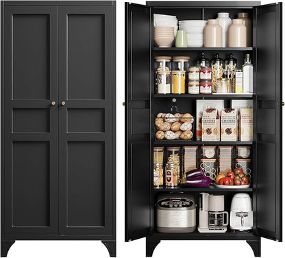 Yizosh Metal Pantry Cabinet, Tall Kitchen Pantry Storage Cabinet - Image 9