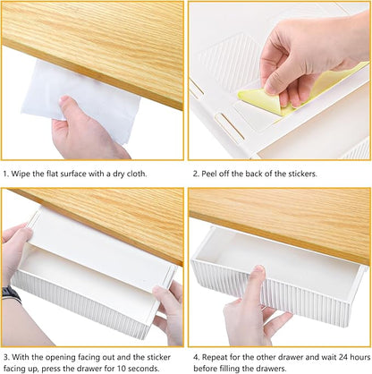 YOUEON 3 Pack Under Desk Drawer Slide Out, Self-Adhesive Under Table Drawer - Image 4