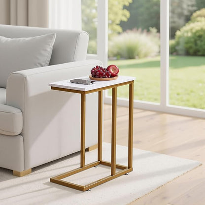 VECELO C Shaped End Side Table for Sofa Couch and Bed Snack TV Tray for Living - Image 7