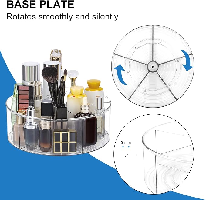 360° Rotating Makeup Organizer 11.5" Clear Turntable Lazy Susan Organizer - Image 4