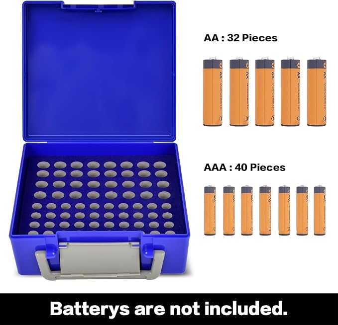 FULLCASE Battery Storage Organizer Holder Holds 72 AA AAA Batteries, Box Cases - Image 2