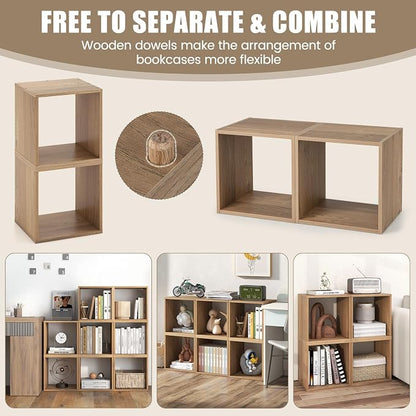 2 Stackable Cubes Bookcase, Wooden Cubby Storage Organizer - Image 6