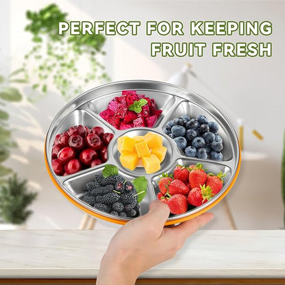 6-Compartment Stainless Steel Serving Tray - Image 2