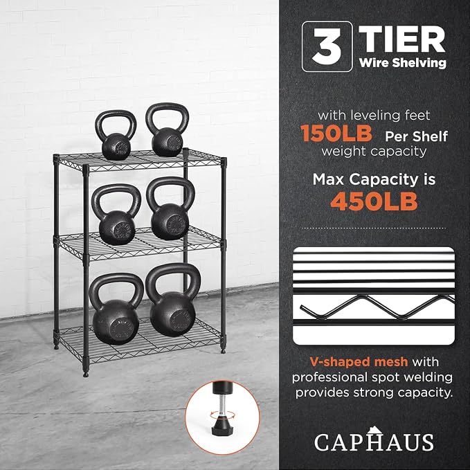 CAPHAUS 3/4/5-Tier Adjustable Height Wire Shelving Unit, Rack Shelving - Image 6