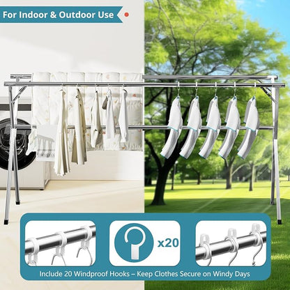 JAUREE 95 Inches Clothes Drying Rack, Drying Rack Clothing Folding Indoor - Image 4
