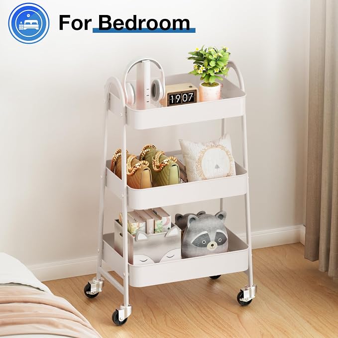 DUMOS 3 Tiers Metal Rolling Utility Cart - Image 7