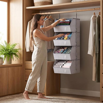 4-Tier Hanging Closet Organizer, Detachable Hanging Storage Shelves - Image 2