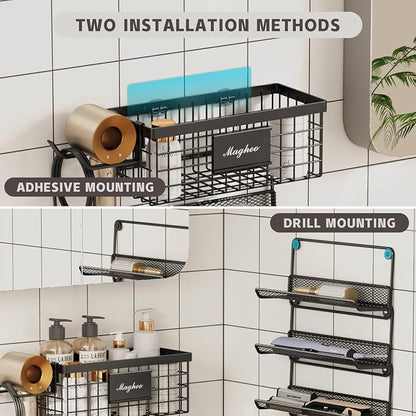 Hair Dryer Holder Wall Mounted, Adheisve Hair Styling Tool Organizer - Image 5