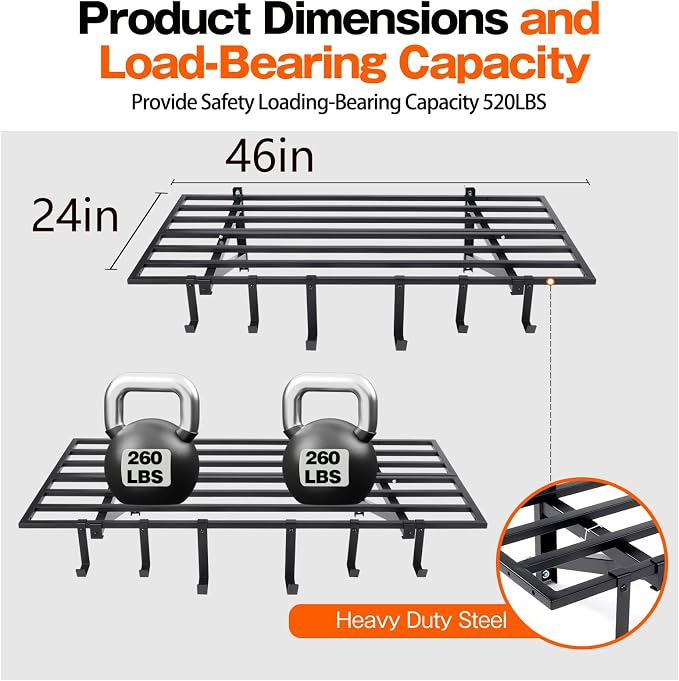 Garage Wall Shelving, 2X4ft Garage Storage Rack, Heavy Duty Wall Mounted - Image 2