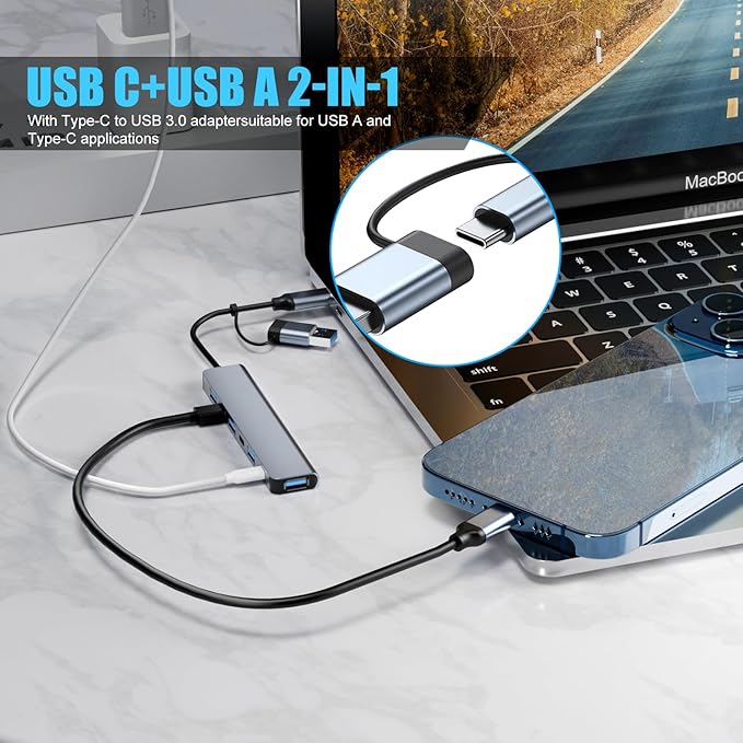 【Upgrade】 USB C/USB Hub, BERLAT Aluminum 7 in 1 USB C & USB Hub - Image 4