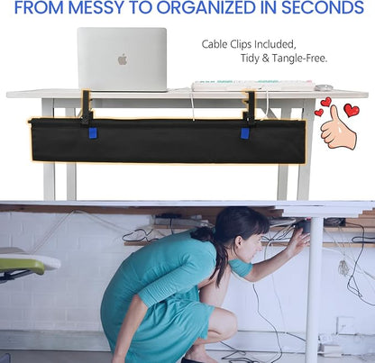 36" Under Desk Cable Management Tray- Clamp/Screw Mount Desk Cable Organizer - Image 2