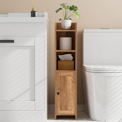 Homhedy Small Bathroom Storage Cabinet, Narrow Toilet Paper Cabinet | Corner - Image 9
