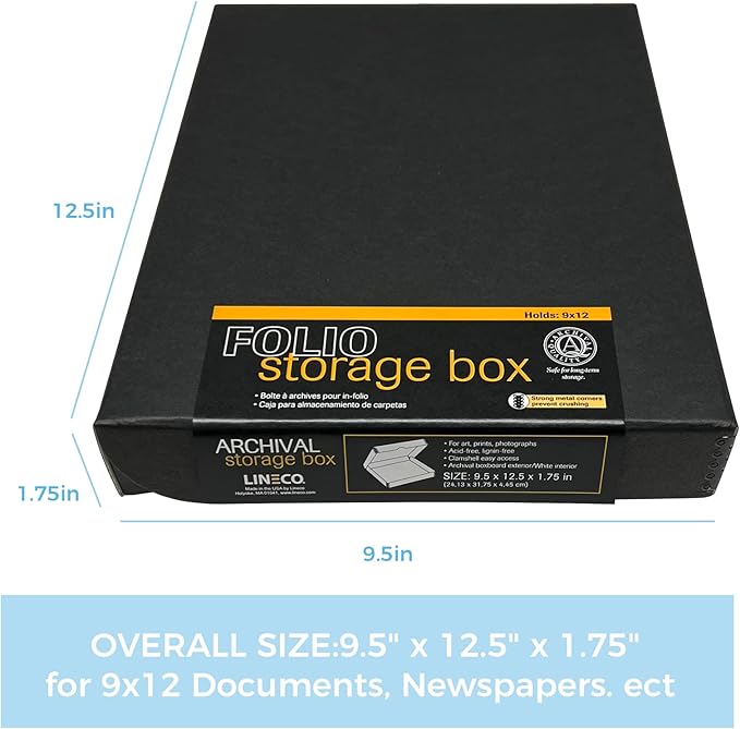 Lineco Clamshell Archival Storage Box, 9.5x12.5x1.75 Inch, Organize and Store - Image 2