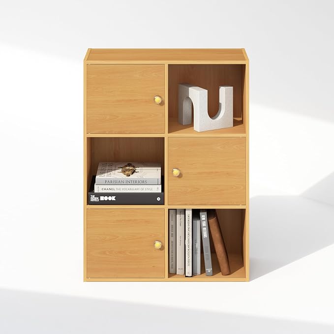 Furinno PASIR Book Shelf, 6-Cube Bookshelf, 3 Door Cube Storage Organizer - Image 5