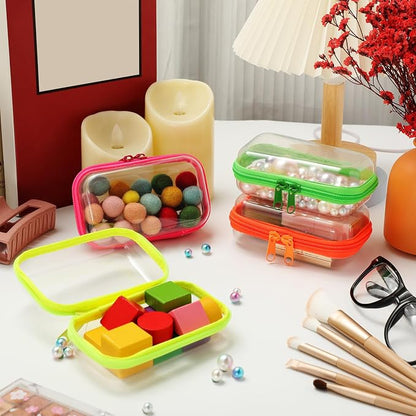 Hoolerry 4 Pcs Hard Clear Zipper Case Makeup Bags Plastic Pencil Pouch - Image 6