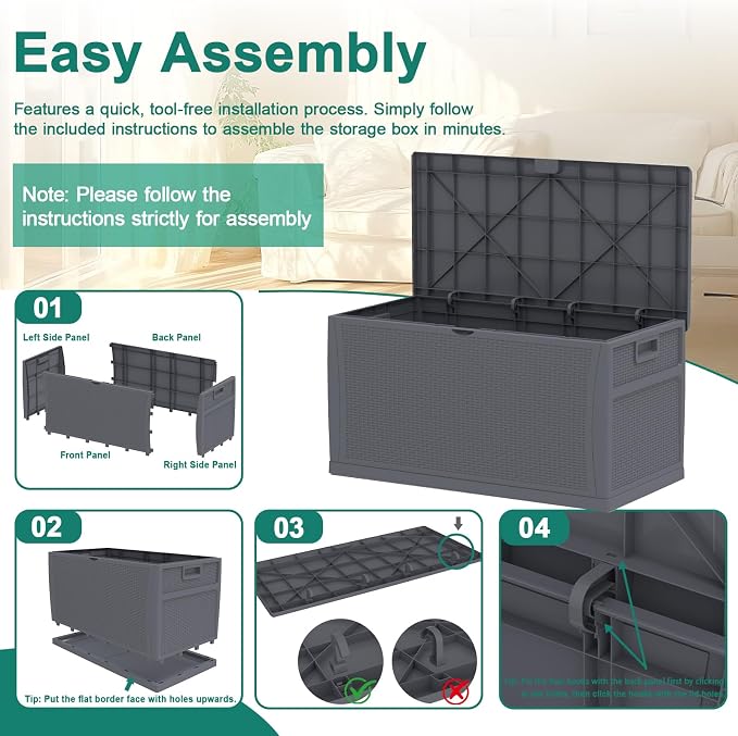 EHHLY 121 Gallon Outdoor Storage Box Large, Lockable Outside Storage Containers - Image 9