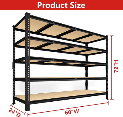 PrimeZone 60" W X 24" D X 72" H Heavy Duty Garage Storage Shelves - Image 2