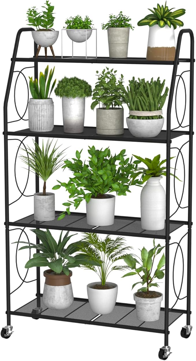 VyGrow 4 Tier Plant Stand with Wheels, Plant Shelf by VyGrow