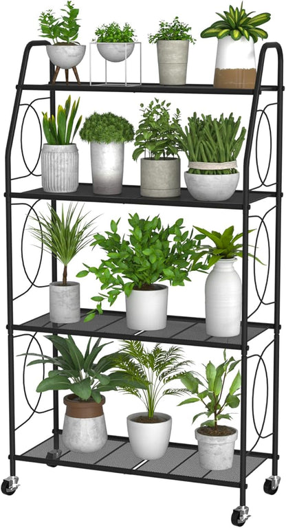VyGrow 4 Tier Plant Stand with Wheels, Plant Shelf by VyGrow