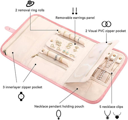 Voova Travel Jewelry Holder Organizer Case, Large Jewelry Storage Bag - Image 3
