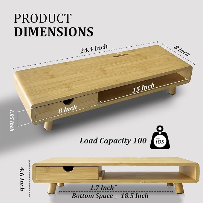 Homerays Monitor Stand with Drawer, Exquisite Computer Monitor Stand - Image 7
