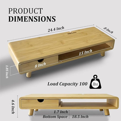 Homerays Monitor Stand with Drawer, Exquisite Computer Monitor Stand - Image 7