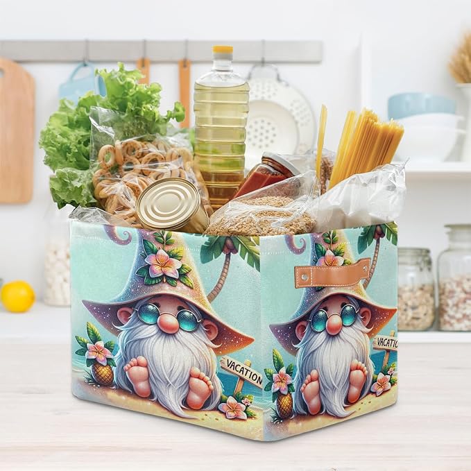 Pardick Summer Gnome Cute Basket Storage Bins Large Fabric Toys Storage Cube Box - Image 7
