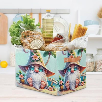 Pardick Summer Gnome Cute Basket Storage Bins Large Fabric Toys Storage Cube Box - Image 7