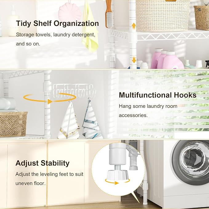 Ulif U8 Laundry Room Storage Organizer, Over The Washer and Dryer Storage - Image 6