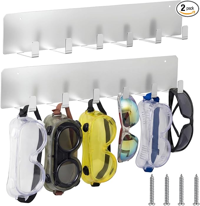Blulu 2 Pack Aluminum Goggle Helmet Storage Rack Wall Mount 12 Hooks Goggle by Blulu