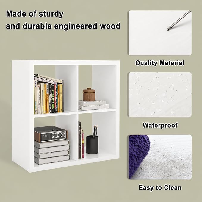 CTESNE【2026 Wooden Thick Frame 4 Cube Storage Organizer Shelf - Image 6