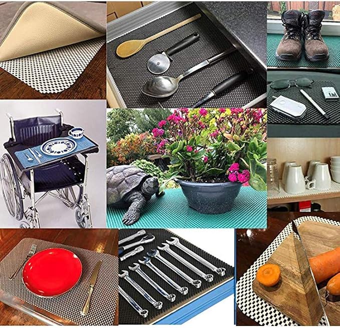 Shelf Liner Drawer Liner Non-Slip Mat Shelves Liners 12" X6.5’ Grid Pattern PVC - Image 6