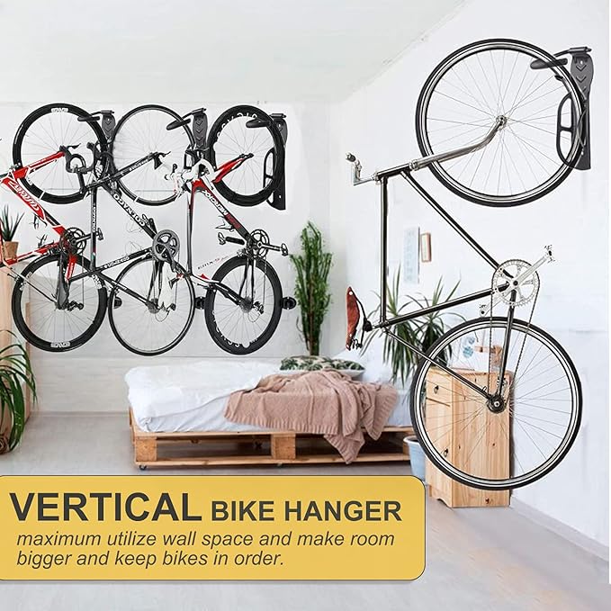 Garage Wall Mount Bike Rack 2 Pack Vertical Bicycle Hanging Hooks - Image 6