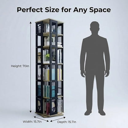 Heavy Duty CD Rack Tower, Media Storage Cabinet, 6 Tier Rotating Media Tower - Image 3