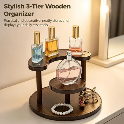 3 Tier Perfume Organizer Stand, Wooden Makeup Organizer Shelf - Image 2