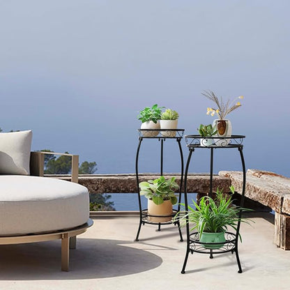 Plant Stand Indoor Outdoor 2 Tier 27" Tall Metal Potted Holder Rack Flower Pot - Image 4