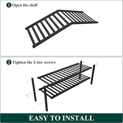 Smiry Bamboo Shoe Rack for Closet, 2 Tier Long Wooden Stackable Shoe Organizer - Image 4