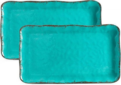 LEHAHA Vintage Melamine Serving Tray Set, Rectangular Large Serving by LEHAHA