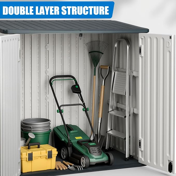 EHHLY Horizontal Resin Storage Shed, 35 Cuft Garden Tool Sheds & Outdoor Storage - Image 7