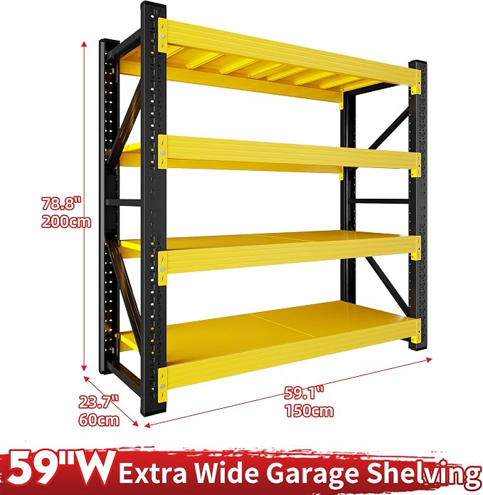 5000LBS Heavy Duty Garage Shelving 59" W Garage Storage Shelves 4-Tier Metal - Image 3