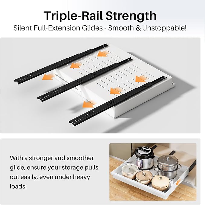 Pull out Cabinet Organizer, Adjustable Full-Extension Adhesive Roll out Shelves - Image 5