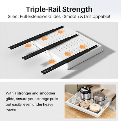 Pull out Cabinet Organizer, Adjustable Full-Extension Adhesive Roll out Shelves - Image 5