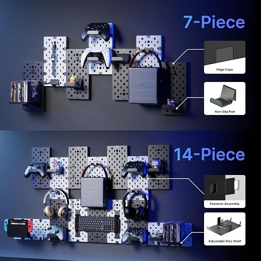 PEGZONE Controller and Headphone Holder Wall Mount, Modular Gaming Pegboard - Image 3